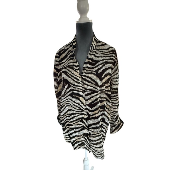 Ruby Rd. Zebra Animal Print Button Down Shirt - Picture 8 of 9